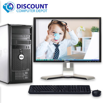 Cheap, used and refurbished Dell Windows 10 Optiplex Desktop Computer Tower Core2Duo 4GB 500GB DVD 17" LCD and WIFI