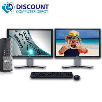 Cheap, used and refurbished Dell Optiplex 990 Windows 10 Pro Desktop PC i5 3.3 8GB 500GB w/dual 19" LCD's and WIFI