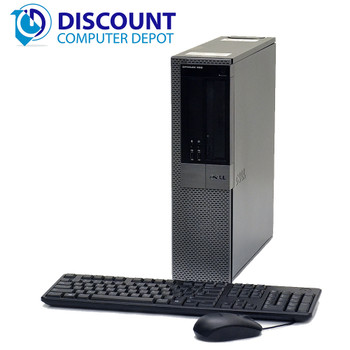 Right Side View Dell Optiplex 960 Windows 7 Pro Desktop 3 GHz C2D 4GB 250GB 2x Dual 19 LCD Monitor