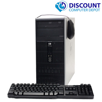 Right Side View Fast HP Windows 10 Desktop Computer Intel Dual Core PC 4GB 80GB DVD-ROM 19Mon Key-Mice Wifi