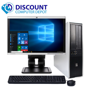 Front View Fast HP Desktop Computer Windows 10 Pro Dual Core 4GB 160GB DVD-RW 17"LCD and WIFI