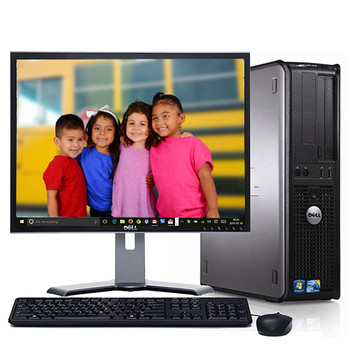 Right Side View Fast Dell Optiplex Windows 10 Desktop PC Computer C2D 4GB 2TB HDD WiFi 19" LCD