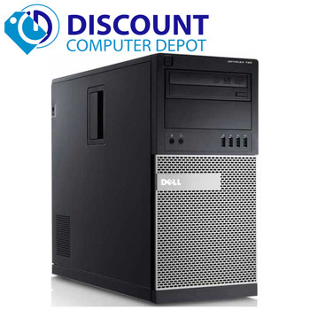 Right Side View Fast Dell Optiplex Windows 10 Desktop Computer Tower PC Core i3 3.1GHz 4GB 320GB and WIFI