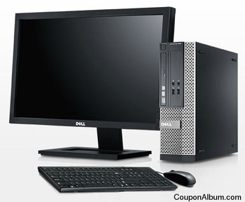 Right Side View Dell Optiplex 390 Windows 10 Pro Desktop Computer PC Core i3 3.1GHz 4GB 250GB HDMI Keyboard and Mouse and 17" Monitor