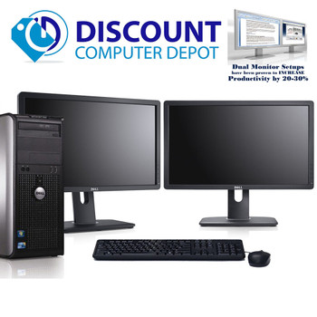 Cheap, used and refurbished Dell 780 Dual Screen Computer System C2D 3.0GHz 4GB 250GB Win10 Pro 2x19" LCD's