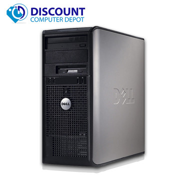 Right Side View Fast Dell Windows 10 Desktop Computer PC Tower C2D 4GB RAM DVD WiFi 24" LCD