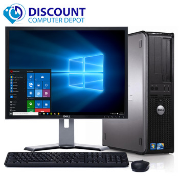 Right Side View FAST Dell Windows 10 Desktop Computer PC Tower C2D 4GB RAM DVD WiFi 17" LCD