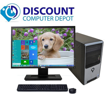 Cheap, used and refurbished Fast Intel Quad Core Windows 10 Desktop Computer Tower 2.6GHz 4GB 320GB 19" LCD and WIFI