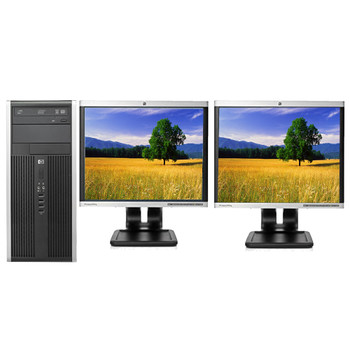 Cheap, used and refurbished HP 6000 Pro Desktop Computer Tower C2D 3.0GHz 4GB 250GB Win-10 w Dual 19" mon