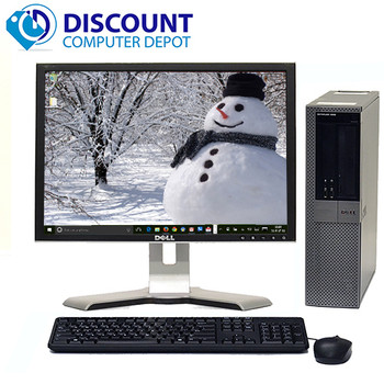 Cheap, used and refurbished Fast Dell Optiplex Windows 10 Desktop Computer C2D 3GHz 4GB 19" LCD Wifi DVD-RW