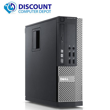 Right Side View Dell Optiplex Desktop Computer PC Quad Core i5 4GB 500GB Windows 10 w/19" LCD and WIFI