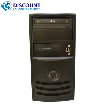 Right Side View Fast Windows 10 Desktop Computer Tower PC Intel Dual Core CPU 4GB 160GB DVD-Rom