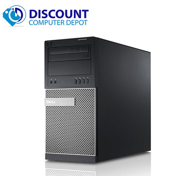 Right Side View Dell Optiplex Windows 10 Desktop Computer Tower Core i3 3.3GHz 8GB 1TB w/22" LCD and  Dedicated Graphics and WIFI
