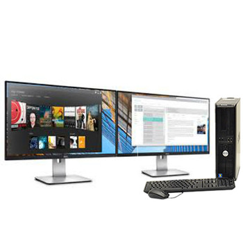 Front View Dell Optiplex Desktop 3 GHz, Core 2 Duo 4GB 160GB Windows 7 Pro & Dual 22" Dell LCD