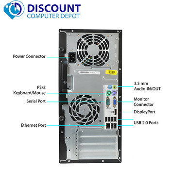 Right Side View Fast HP Windows 10 Desktop Computer PC Tower Core i3 3.1GHz 8GB RAM 160GB Wifi