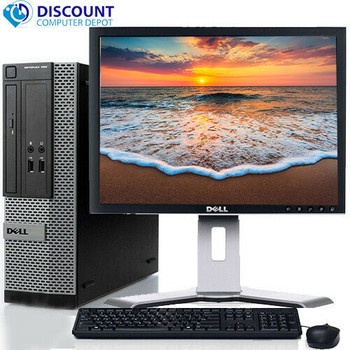Front View Fast Dell Optiplex Desktop Computer Intel Core i3 3.1GHz DVD Wifi 17" LCD Windows 10