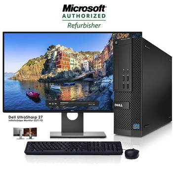 Cheap, used and refurbished Dell XE2 Desktop Computer with a Core i5 CPU 16GB RAM 512GB SSD Windows 10 Pro and a New Dell 27" Infinity Edge LED Monitor