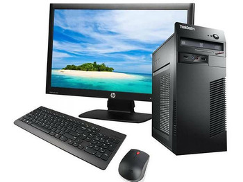 Cheap, used and refurbished Refurbished Lenovo M81/M82 // Intel i5 // 8GB RAM // 500GB HDD // Win 10 Home // 22" HP Monitor // Key-Mouse+WiFi