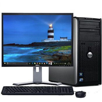 Cheap, used and refurbished FAST Dell Optiplex Windows 10 Desktop Computer Tower Core 2 Duo 4GB DVD WiFi 17" LCD