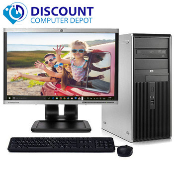 Cheap, used and refurbished HP DC Desktop Computer PC Tower Intel Dual Core 4GB 160GB DVD-RW WiFi 17" LCD