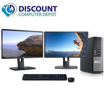 Cheap, used and refurbished Dell Core i7 Windows 10 Pro Desktop Computer SFF PC 8GB 500GB Dual 22" Key Mouse and WIFI