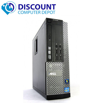 Right Side View Dell Core i7 Windows 10 Pro Desktop Computer SFF PC 8GB 500GB Dual 22" Key Mouse and WIFI