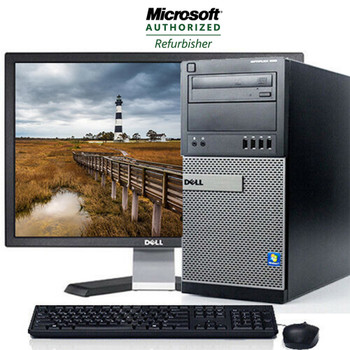 Cheap, used and refurbished Dell Desktop Computer OptiPlex 9020 Intel Core i7 Processor 16GB RAM 1TB HDD WIFI Keyboard and Mouse Dual 24" LCD Monitor Windows 10 Pro PC