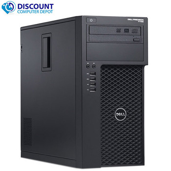 Right Side View Dell T1700 Xeon Workstation Windows 10 Pro 32GB RAM New 1TB SSD New GT 1030 Video Card with Dual 24" LCD Monitors