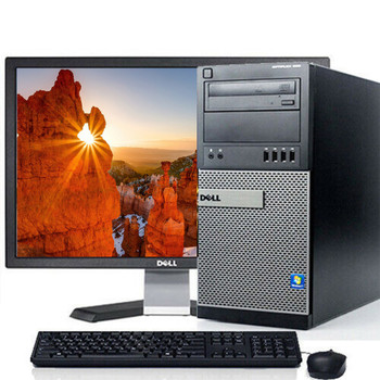 Front View Dell Optiplex Desktop Computer Tower Core i5-4570 8GB 256GB SSD DVD Wifi with 19" LCD Windows 10 Pro