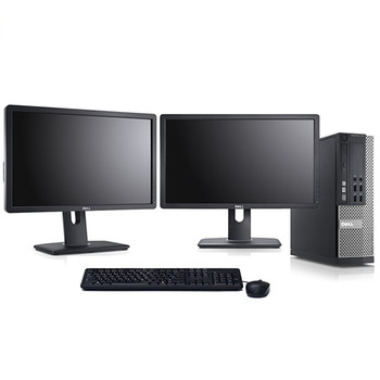 Cheap, used and refurbished Dell OptiPlex 9010 Desktop i5-3470 3.20GHz 16GB RAM 1 TB SSD Win10 Pro WiFi and Bluetooth with Dual 22in Lenovo T221 LCD monitors
