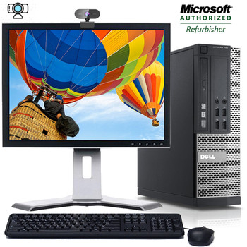 Cheap, used and refurbished Dell Optiplex  SFF Desktop Core i3 4GB 250GB 19" LCD Monitor Webcam Wifi Windows 10 with Keyboard and Mouse