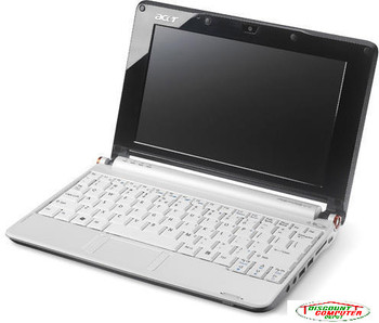 Front View Acer Aspire One Netbook ZG5 White 1.60Ghz 8.9" 160 HD 1GB Memory