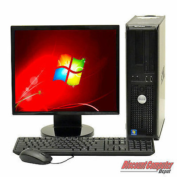Right Side View Lot of 20 Dell Optiplex Desktop Win 7 Pro Core 2 Duo 3.0GHz 4GB 160GB 19" LCD Monitor WiFi