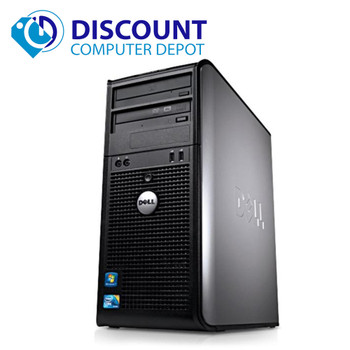 Front View Dell Optiplex Desktop Computer Tower Core 2 Duo Windows 10 Pro 8GB 1TB DVD-RW