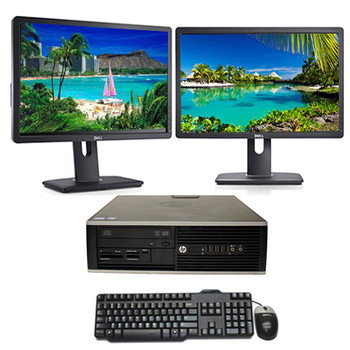 Cheap, used and refurbished HP Elite 4300 Desktop Computer PC Windows 10 Pro i5 8GB 500GB Dual 19"LCDs Wifi