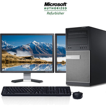 Front View Fast Dell Optiplex 3010 Windows 10 Home Tower Dual 19" Core i5-3470 4GB 500GB and WIFI
