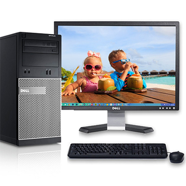 Cheap, used and refurbished Dell Optiplex 790 Computer Tower 19" LCD Intel i5 8GB 320GB Windows 10 Home WiFi