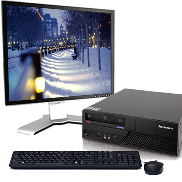 Cheap, used and refurbished Lenovo M58 C2D 2.1GHz 1st gen Desktop 4GB RAM 80GB Reg SATA Win 10 Home 19" LCD and WIFI