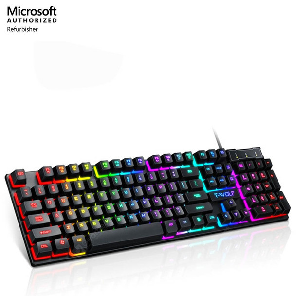 Front View Gaming Keyboard T-Wolf T20 Multicolor Backlit Wired Keyboard (New in Box)