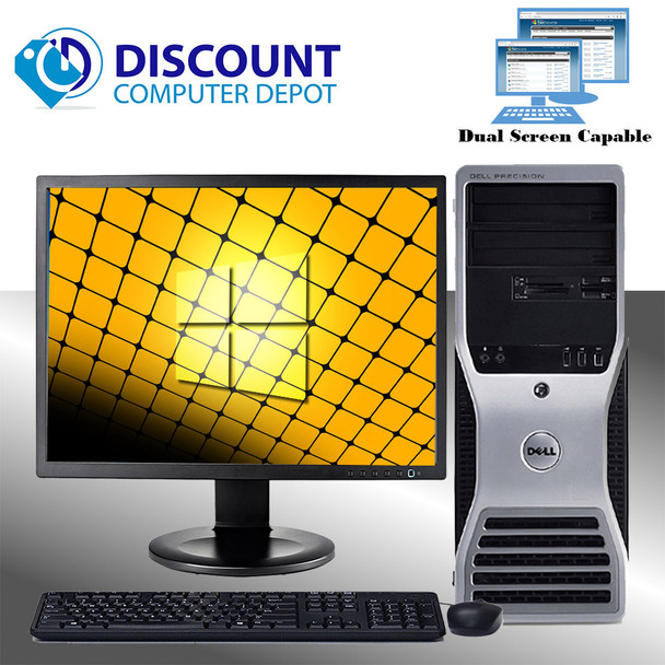 Cheap, used and refurbished Dell Precision T5400 Windows 10 Pro Workstation Quad Core Xeon 8GB 1TB 19" LCD