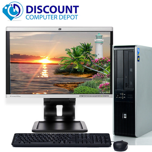 Front View HP DC Desktop Computer PC Tower Intel Dual Core 4GB 1TB DVDRW WiFi 17" LCD