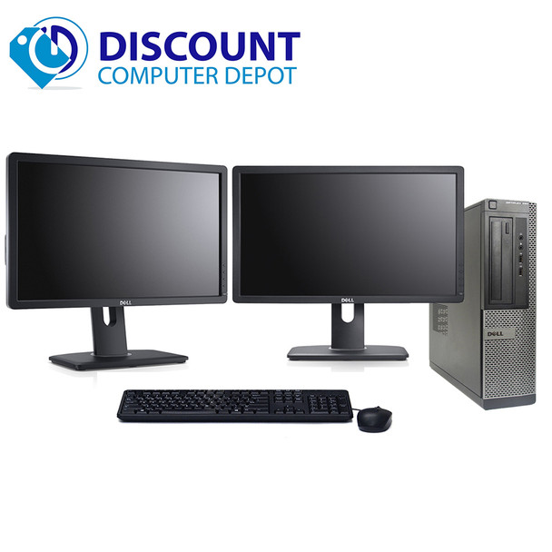 Cheap, used and refurbished Dell Optiplex 3010 Windows 10 Pro Desktop Computer PC Quad Core i5 8GB 120GB SSD Dual 22" LCD Wifi