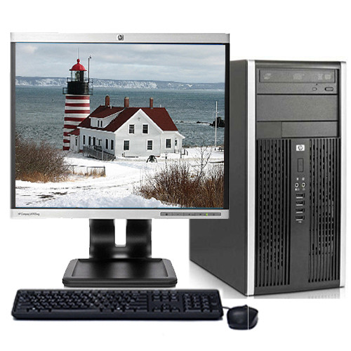 Front View HP Pro Desktop Computer Tower PC 2.8GHz 4GB 500GB 19"LCD Windows 10 Wifi DVD-RW