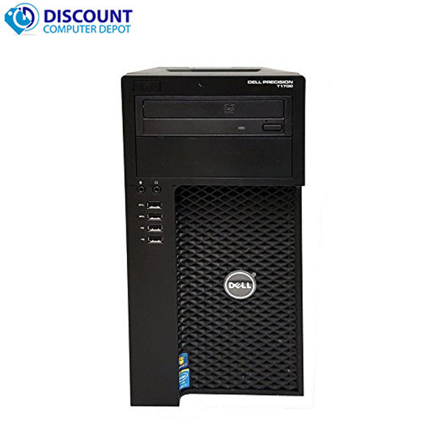 Cheap, used and refurbished Dell Precision T1700 Workstation PC Bundle // Intel i3 Processor // 16GB RAM // 128GB SSD // 1TB Hard Drive //  2GB GT 730 Graphics Card // Windows 10 Professional // 22" LCD