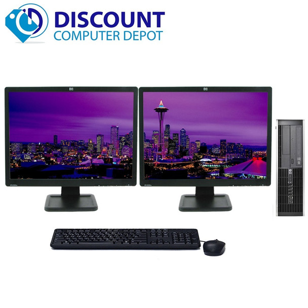 Cheap, used and refurbished HP 8000 Elite Tower Windows 10 Desktop Computer 250GB Dual 22 HP LCD Monitor and WIFI