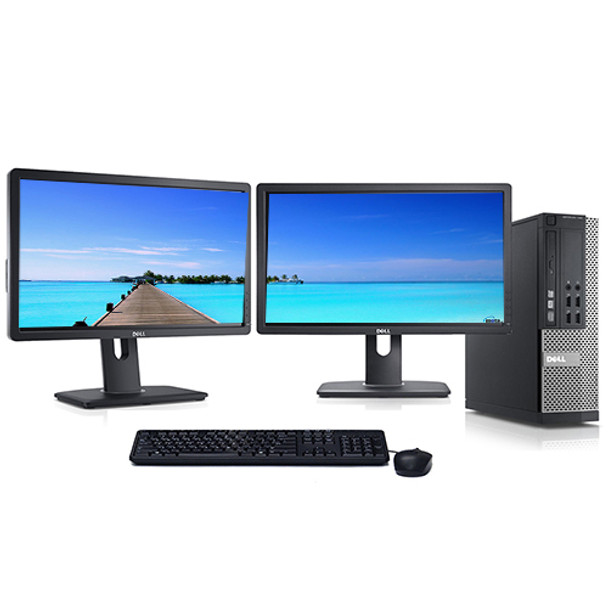 Cheap, used and refurbished Dell 3020 Desktop Computer Quad i5 3.2GHz 16GB Ram 512GB SSD Windows 10 Pro w/ Dual 2x22" Monitors and WIFI