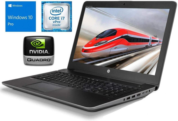 Front View HP Zbook 15 G3 i7 6820HQ 2.7GHz 15.6" 16GB 256GB SSD Win 10 Pro NVIDIA M1000M