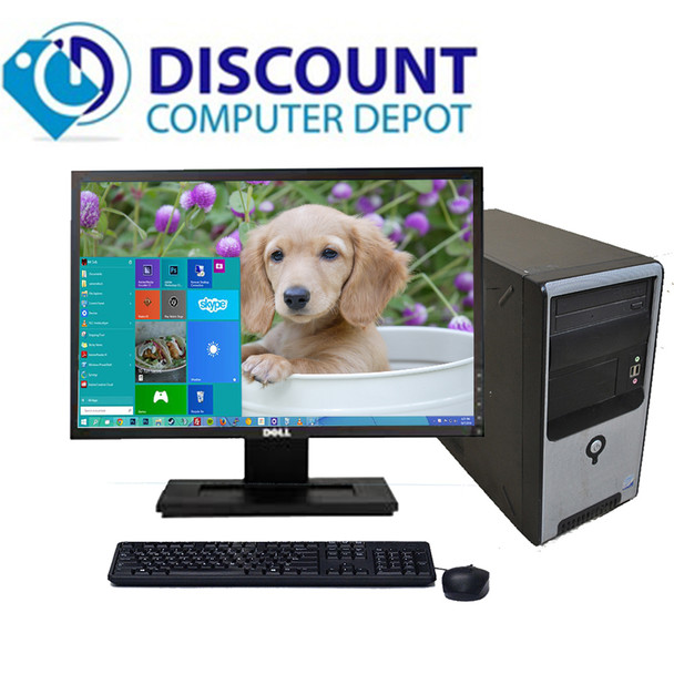 Cheap, used and refurbished Fast Desktop Computer PC Windows 10 Core 2 Duo Tower 2.93GHz 4GB 160GB 17" LCD and WIFI