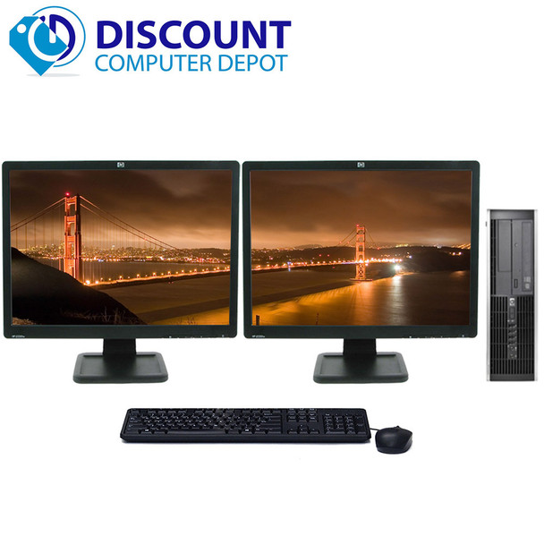 Cheap, used and refurbished HP Windows 10 Desktop Computer Core 2 Duo 4GB 160GB WiFi Dual 19" LCD Monitor