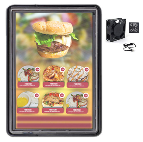 The Display Shield 19- 29" Vertical Anti-Glare Outdoor Display Enclosure One Fan